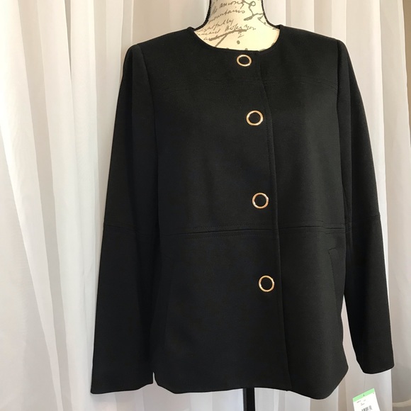 Kasper Black Jacket with Gold Buttons Size 8 - Picture 2 of 9